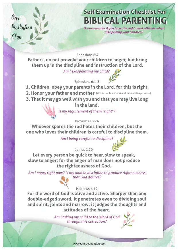The first page of Checklist for Biblical Parenting
